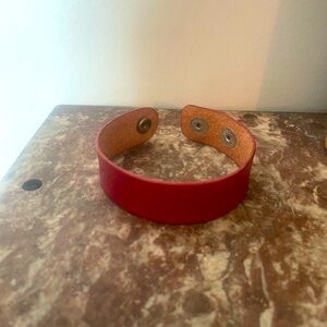 Embossed red leather cuff bracelet